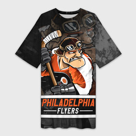 Платье-футболка 3D с принтом Филадельфия Флайерз, Philadelphia Flyers в Курске,  |  | flyers | hockey | nhl | philadelphia | philadelphia flyers | usa | нхл | спорт | сша | филадельфия | филадельфия флайерз | флайерз | хоккей | шайба