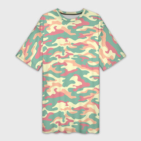 Платье-футболка 3D с принтом Камуфляж в пастельных цветах в Курске,  |  | camouflage | military | армия | боец | ввс | вдв | вмф | военный камуфляж | воин | война | гру | десантник | дшб | камуфляж | кгб | маскировка | масхалат | мвд | милитари | мчс | омон | охота | охрана | патриот | пво