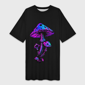 Платье-футболка 3D с принтом Неоновый гриб в Курске,  |  | Тематика изображения на принте: blue | gradient | light | luminous | mushroom | neon | pink | purple | градиент | гриб | неон | неоновый | розовый | свет | светящийся | синий | фиолетовый