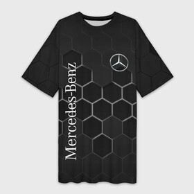 Платье-футболка 3D с принтом Mercedes Benz black соты в Курске,  |  | amg | mercedes | mercedesamg gt | sport | амг | мерседес | мерседесбенц амг | спорт