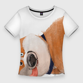 Женская футболка 3D Slim с принтом Забавный корги в Курске,  |  | corgi | dogs | вельш корги | животные | корги | собака