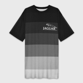 Платье-футболка 3D с принтом Jaguar, Ягуар Серый градиент в Курске,  |  | cars | cx17 | cx75 concept | cxf | epace | fpace | jaguar | land | r2 | r3 | r4 | r5 | rd6 | rover r1 | xkr 75 | авто | автомобиль | лого | машина | тачка | эмблема | ягуар
