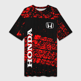 Платье-футболка 3D с принтом Honda Следы от шин. в Курске,  |  | Тематика изображения на принте: honda | sport | авто | автомобиль | бренд | марка | спорт | хонда
