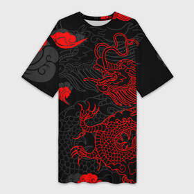 Платье-футболка 3D с принтом Дракон  Китайский дракон в Курске,  |  | chinese dragon | dhina dragon | dragon | азиатский дракон | восточный дракон | дракон | китайские драконы | китайский дракон | красный дракон | облака | традиционный китайский дракон | японский дракон