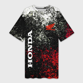 Платье-футболка 3D с принтом Honda брызги красок в Курске,  |  | Тематика изображения на принте: honda | sport | авто | автомобиль | бренд | марка | спорт | хонда