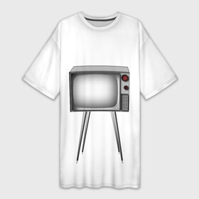 Платье-футболка 3D с принтом Старый телевизор в Курске,  |  | crt | кинескоп | ламповый | ретро | телевизор