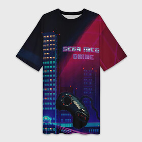 Платье-футболка 3D с принтом SEGA MEGA DRIVE в Курске,  |  | 24 sata | 8 бит игры | 8bit | retro bit | retro console | retro gaming | sega arcade | sega games | video game | сега мега драйв | старая консоль