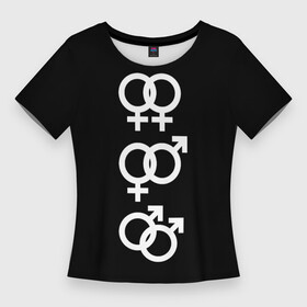 Женская футболка 3D Slim с принтом Знаки Марса и Венеры в Курске,  |  | female symbol | free | homo | love | male symbol | mars and venus signs | nontraditional | знаки марса и венеры | любовь | не традиционная | свободная