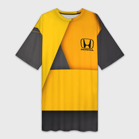 Платье-футболка 3D с принтом [Honda]  Yellow в Курске,  |  | honda | sport | авто | автомобиль | бренд | марка | спорт | хонда