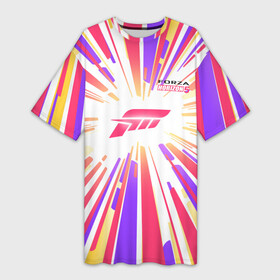Платье-футболка 3D с принтом Bright Lines  Forza Horizon 5 в Курске,  |  | bright lines | forza horizon | forza horizon 5 | game | игра | линии | яркие линии