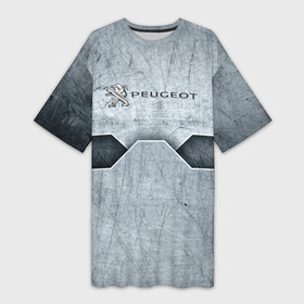 Платье-футболка 3D с принтом Peugeot металл в Курске,  |  | auto | peugeot | авто | автомобиль | бренд | марка | машины | пежо