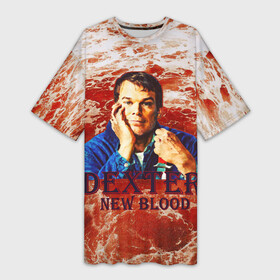 Платье-футболка 3D с принтом Новая кровь  Декстер в Курске,  |  | dexster new blood | dexter | декстер | декстер новая кровь | декстер нью блад | сериал декстер