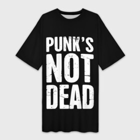 Платье-футболка 3D с принтом PUNK S NOT DEAD (Панки Живы) в Курске,  |  | dead kennedys | exploited | fpg | punks not dead | анархия | гаражный рок | гитара | гражданская оборона | гранж | ирокез | король и шут | металл | музыка | наив | панк рок | пурген | рок музыка | рокер | рокнролл