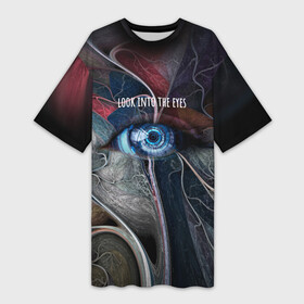 Платье-футболка 3D с принтом look into the eyes в Курске,  |  | арт | глаз | глаза | линии | обстракция
