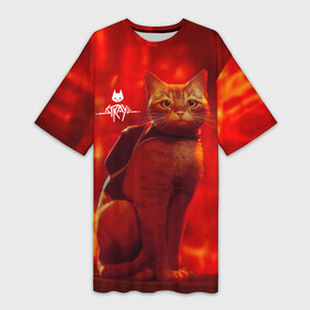 Платье-футболка 3D с принтом The Stray  Кот бродяга в огненных тонах в Курске,  |  | b 12 | cat | kitty | stray | б 12 | бродяга | бэ 12 | кот | стрей | стрэй