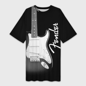 Платье-футболка 3D с принтом FENDER guitar  ФЕНДЕР гитара в Курске,  |  | acoustic | fender | guitar | music | rock | stratocaster | telecaster | акустика | гитара | звук | музыка | рок | струны | телекастер | фендер | электрогитара