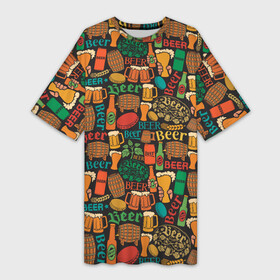 Платье-футболка 3D с принтом Пиво (Beer) в Курске,  |  | a | bar | beer | craft beer | алкаш | балтика | бар | бармен | бокал | бутылка | жигулёвское | закуска | кабак | кафе | кружка | официант | паб