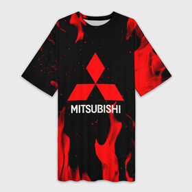 Платье-футболка 3D с принтом Mitsubishi Red Fire. в Курске,  |  | auto | mitsubishi | sport | авто | машины | митсубиси | митсубиши | спорт