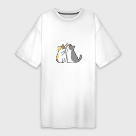 Платье-футболка хлопок с принтом МИЛЫЕ КОТИКИ И БАБОЧКА в Курске,  |  | 14 февраля | cat | день всех влюбленных | день святого валентина | киса | кот | мило | пара