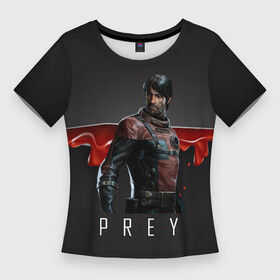 Женская футболка 3D Slim с принтом Prey разрезанный пополам в Курске,  |  | horror | prey | space | космический корабль | космос | прей | прэй | страшная игра | ужастик | шутер