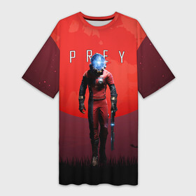 Платье-футболка 3D с принтом Prey красная планета в Курске,  |  | horror | prey | space | космический корабль | космос | прей | прэй | страшная игра | ужастик | шутер