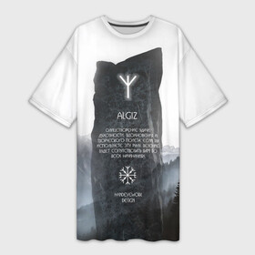Платье-футболка 3D с принтом Алгиз Руна в Курске,  |  | веды | знаки | руна | символы | славянские