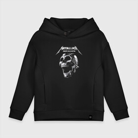 Детское худи Oversize хлопок с принтом Metallica   Death Magnetic в Курске, френч-терри — 70% хлопок, 30% полиэстер. Мягкий теплый начес внутри —100% хлопок | боковые карманы, эластичные манжеты и нижняя кромка, капюшон на магнитной кнопке | Тематика изображения на принте: death | hype | jaw | magnetic | metal | metallica | skull | teeth | thrash metal | usa | зубы | магнетизм | пасть | сша | трэш метал | хайп | череп