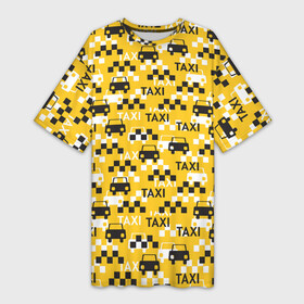Платье-футболка 3D с принтом Такси (Taxi) в Курске,  |  | auto | car | car driver | car machine | driver | taxi | taxi driver | авто | автоводитель | автомобиль | водитель | водитель автомобиля | жёлто чёрный | маршрутка | машина | такса | такси | таксист | таксопарк | шахматные клетки
