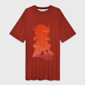 Платье-футболка 3D с принтом Ускользающее солнце Мондштада Кли в Курске,  |  | genshin impact | арт | кли | красная девочка | мондштадт | рисунок | рыцарьискорка | ускользающее солнце