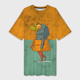 Платье-футболка 3D с принтом Лягушка модник  Frog в Курске,  |  | бесхвостые | голиаф | древесница | земноводное | квакуша | квакушка | квакша | лиопельма | лягва | лягуха | лягушач | лягушечка | лягушка | лягушкаквакушка | лягушки | модник | нототрема | пипа