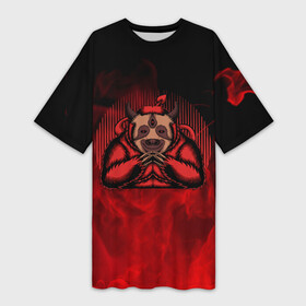 Платье-футболка 3D с принтом Дьявольский ленивец  Devilish sloth в Курске,  |  | Тематика изображения на принте: devilish sloth | folivora | демон | дьявол | зверь | красный ленивец | красный огонь | лежебок | лежебока | ленивцы | лентяй | листоеды | лодырь | млекопитающий | огонь | черт | чертик