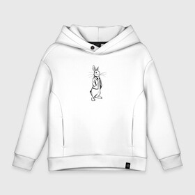 Детское худи Oversize хлопок с принтом Rabbit smile в Курске, френч-терри — 70% хлопок, 30% полиэстер. Мягкий теплый начес внутри —100% хлопок | боковые карманы, эластичные манжеты и нижняя кромка, капюшон на магнитной кнопке | animals | love | love rabbit | piter | rabbit