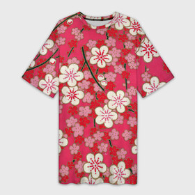 Платье-футболка 3D с принтом Пышная весна в Курске,  |  | арт | белые цветы | белый цветок | весна | рисунок | рисунок маслом | сакура | цветок | цветы | яркие цветы | яркий цветок