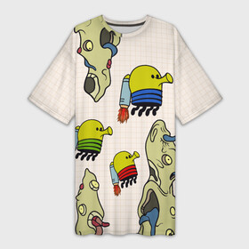 Платье-футболка 3D с принтом Game Doodle Jump в Курске,  |  | Тематика изображения на принте: doodle | doodle jump | game | jump | видеоигра | дудлик | игра | игры | каракуля | мобилка | мобильная игра | платформер