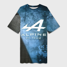 Платье-футболка 3D с принтом Формула 1  Alpine F1 Team в Курске,  |  | alpine | auto sport | autosport | f1 | f1 team | fia | formula one | авто спорт | автоспорт | кольцевые гонки | ф1 | формула 1 | формула один