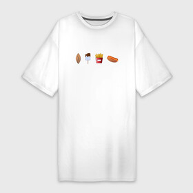 Платье-футболка хлопок с принтом Разный фастфуд в Курске,  |  | вкусно | вкусняшки | диета | еда | обед | питание | поесть | фастфуд