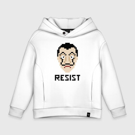 Детское худи Oversize хлопок с принтом Resist Dali в Курске, френч-терри — 70% хлопок, 30% полиэстер. Мягкий теплый начес внутри —100% хлопок | боковые карманы, эластичные манжеты и нижняя кромка, капюшон на магнитной кнопке | Тематика изображения на принте: bella ciao | la casa de papel | money heist | белла чао | бумажный дом | дали | маска | профессор | сальвадор | сериал