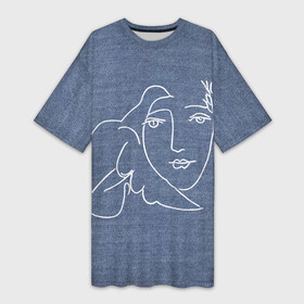 Платье-футболка 3D с принтом Лицо Мира Пабло Пикассо 3D в Курске,  |  | Тематика изображения на принте: no war | peace | голубь | за мир | лицо | мир | мира | нет войне | пабло пикассо | пикассо