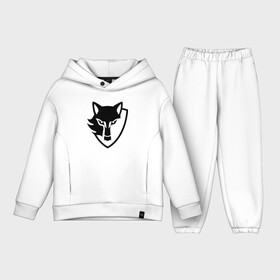 Детский костюм хлопок Oversize с принтом Wolf   Emblem в Курске,  |  | ears | emblem | eyes | muzzle | wolf | волк | глаза | эмблема