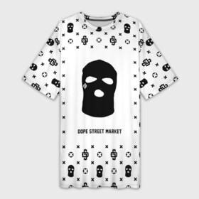 Платье-футболка 3D с принтом Узор White Ski Mask (Dope Street Market) в Курске,  |  | балаклава | модные | узор | хайп | шмот