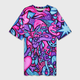 Платье-футболка 3D с принтом Acid graffiti with skulls в Курске,  |  | абстрактные линии | абстракция | граффити | кислотное граффити | красивый фон | линии | текстура | цвета | цветная абстракция