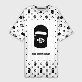Платье-футболка 3D с принтом Узор White Dope Ski Mask (Dope Street Market) в Курске,  |  | балаклава | модные | узор | хайп | шмот
