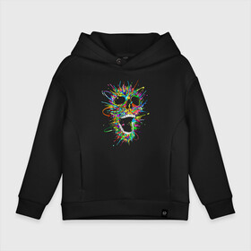 Детское худи Oversize хлопок с принтом Color skull   Neon в Курске, френч-терри — 70% хлопок, 30% полиэстер. Мягкий теплый начес внутри —100% хлопок | боковые карманы, эластичные манжеты и нижняя кромка, капюшон на магнитной кнопке | Тематика изображения на принте: color | jaw | neon | skull | teeth | vanguard | авангард | неон | цвет | череп