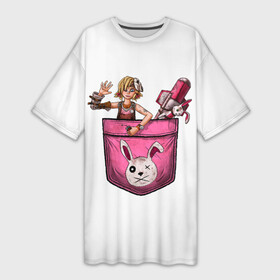 Платье-футболка 3D с принтом Тина в кармане  Tiny Tina s в Курске,  |  | borderlands | bunny | dragon | girl | keep | mask | on | rocket | tina | tinas | tiny | wonderlands | в | девочка | дракона | игрушка | карман | кармане | кролик | маленькая | маска | подземелье | ракета | розовый | тина