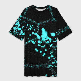 Платье-футболка 3D с принтом Соты  брызги красок в Курске,  |  | abstract | geometry | texture | абстракция | брызги | брызги красок | геометрия | капли красок | соты | текстура