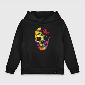 Детское худи Oversize хлопок с принтом Color skull   Vanguard в Курске, френч-терри — 70% хлопок, 30% полиэстер. Мягкий теплый начес внутри —100% хлопок | боковые карманы, эластичные манжеты и нижняя кромка, капюшон на магнитной кнопке | Тематика изображения на принте: color | fashion | skull | vanguard | авангард | мода | цвет | череп