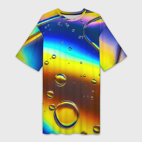 Платье-футболка 3D с принтом Градиент  Жёлто Синяя Абстракция в Курске,  |  | градиент | лазурный | радуга | хайп | цветной | шмот