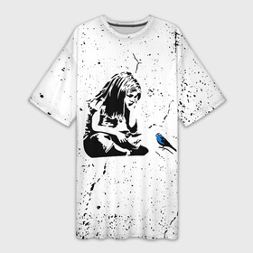 Платье-футболка 3D с принтом Banksy  Бэнкси девочка с птицей в Курске,  |  | banksy | арт | бенкси | бэнкси | граффити | девочка | девочка с птицей | девочка с птичкой | девушка | картина | птица | птичка | роберт | робин бэнкс | робин ганнингхем | стрит арт | творчество | художник