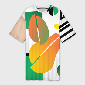 Платье-футболка 3D с принтом Фруктовые градиенты в Курске,  |  | Тематика изображения на принте: color blocks | абстракция | геометрический | крупный рисунок | фрукты