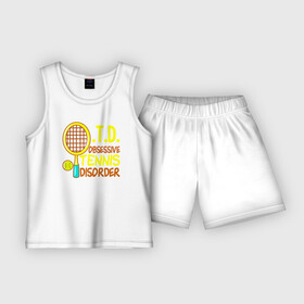 Детская пижама с шортами хлопок с принтом O.T.D. Обсессивное Теннисное Расстройство в Курске,  |  | tennis | большой теннис | лаун теннис | мяч | настольный теннис | пинг | пинг понг | понг | ракетка | спорт | спортсмен | тенисист | тенисный | теннис | теннисист | шорт теннис